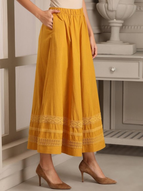 

Lakshita Women Yellow Solid A-Line Maxi Skirt