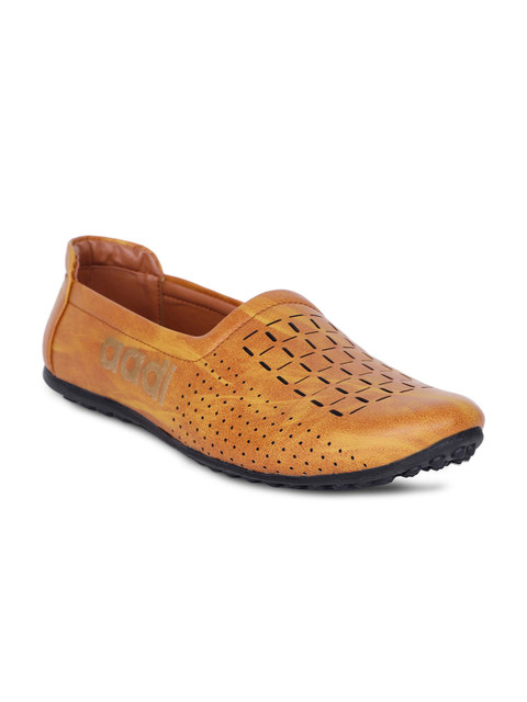 

aadi Men Tan Woven Design Slip-On Sneakers