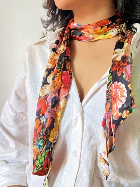 

Ayesha Women Red & Yellow Printed Scarf