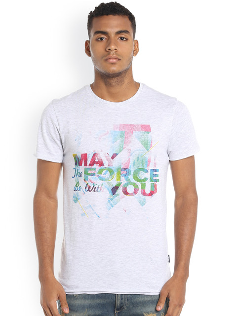 

Jack & Jones Men White Printed Slim Fit Star Wars T-shirt