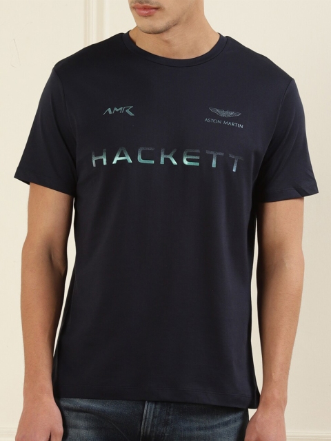 

HACKETT LONDON Men Navy Blue Typography Printed T-shirt
