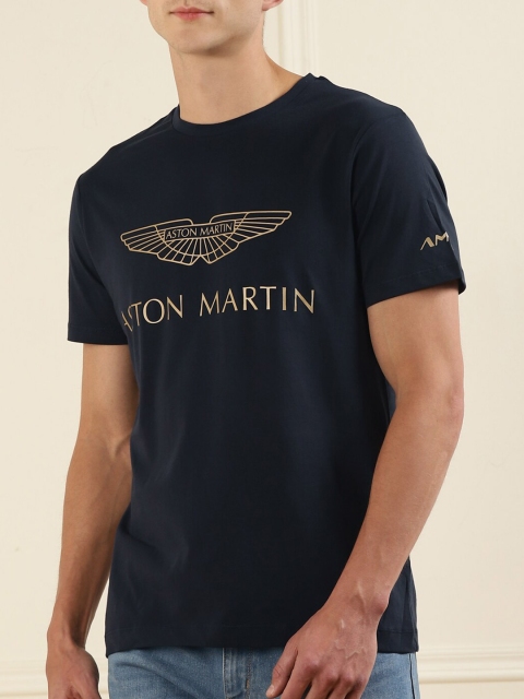 

HACKETT LONDON Men Navy Blue & french middle red purple Typography Printed T-shirt