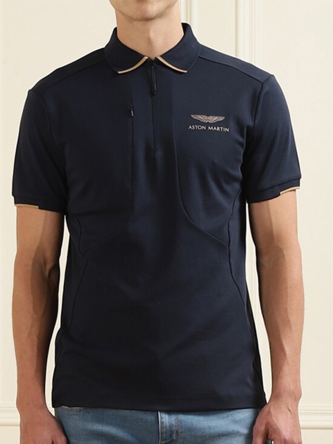 

HACKETT LONDON Men Navy Blue & anthracite Polo Collar T-shirt