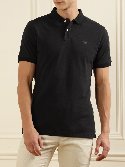 

HACKETT LONDON Men Black Mandarin Collar T-shirt