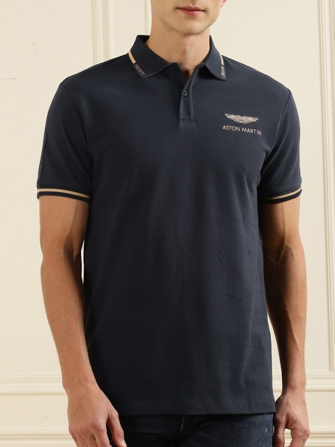 

HACKETT LONDON Men Navy Blue Polo Collar T-shirt