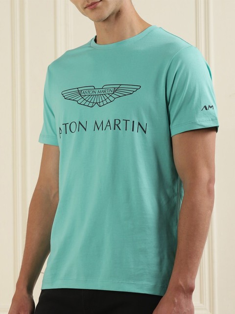 

HACKETT LONDON Men Blue & aqua sea Typography Printed Applique T-shirt