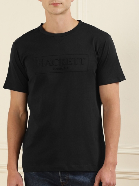 

HACKETT LONDON Men Black Typography V-Neck T-shirt