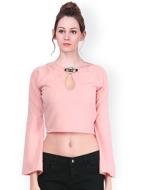 

Martini Women Pink Solid Crop Top