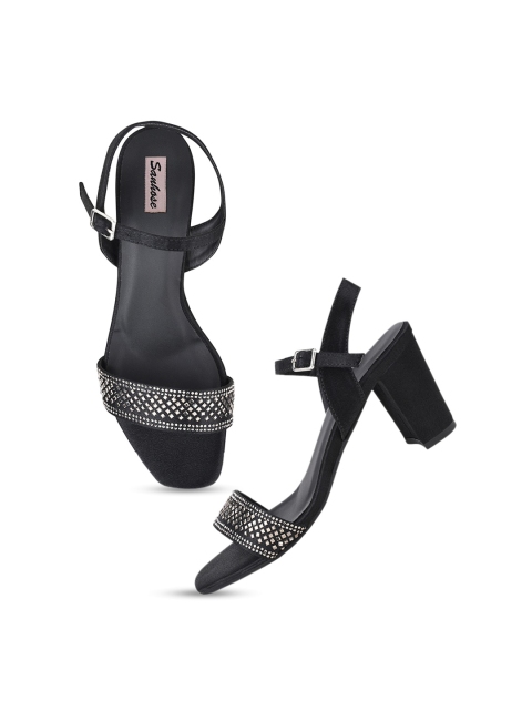 

Sanhose Black Embellished Block Pumps