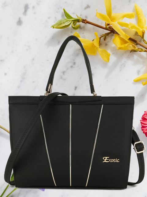 

Exotic Black PU Structured Handheld Bag with Tasselled