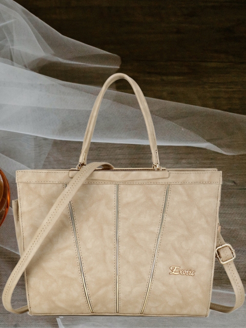

Exotic Cream-Coloured PU Structured Handheld Bag with Bow Detail