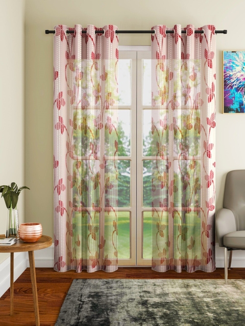 

Home Sizzler Maroon Set of 2 Floral Sheer Door Curtain
