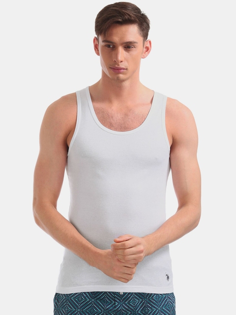 

U.S. Polo Assn. Men White Solid Innerwear Vests