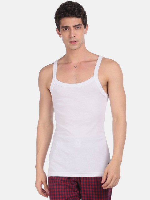 

U.S. Polo Assn. Men White Solid Pure Cotton Innerwear Vests