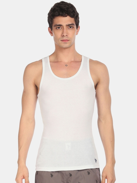 

U.S. Polo Assn. Men White Solid Cotton Innerwear Vests