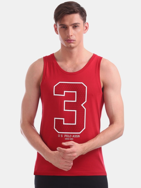 

U.S. Polo Assn. Men Red Printed Pure Cotton Innerwear Vests
