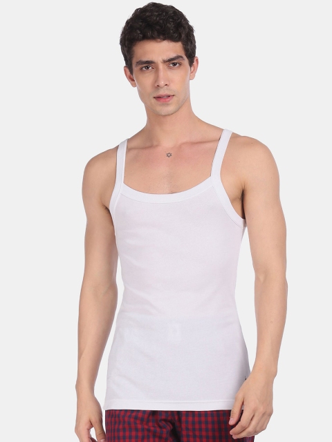 

U.S. Polo Assn. Men White Solid Pure Cotton Innerwear Vests