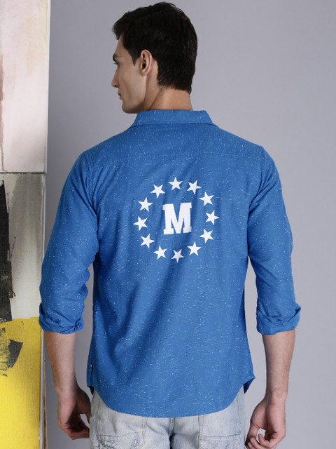 

Kook N Keech Disney Men Blue Regular Fit Self Design Casual Shirt
