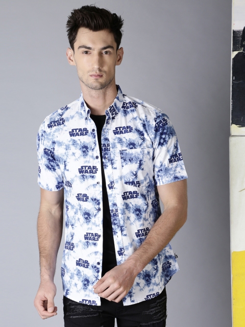 

Kook N Keech Star Wars Men Blue & White Regular Fit Printed Casual Shirt