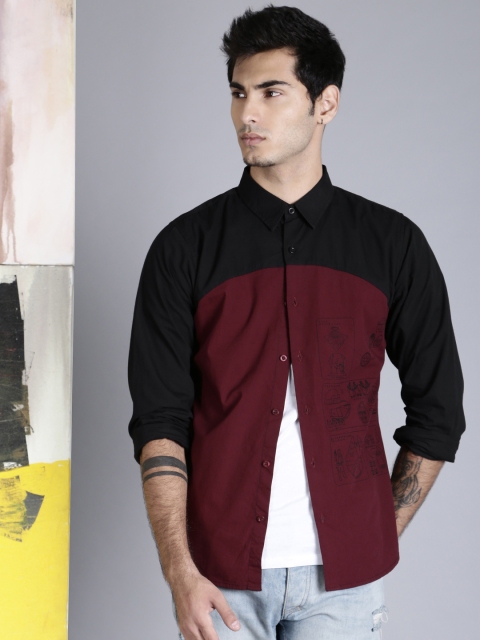 

Kook N Keech Star Wars Men Black & Burgundy Solid Regular Fit Casual Shirt