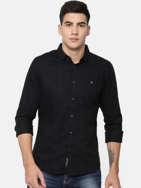 

Being Human Clothing Men Black Self Design Slim Fit Casual Shirt