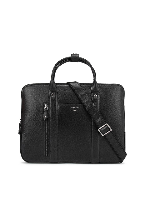 

Da Milano Men Black & Silver-Toned Textured Leather Laptop Sleeve