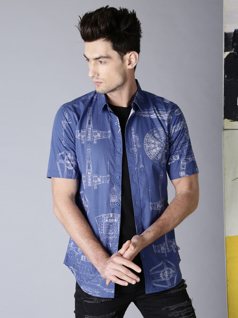 

Kook N Keech Star Wars Men Blue & White Regular Fit Printed Casual Shirt