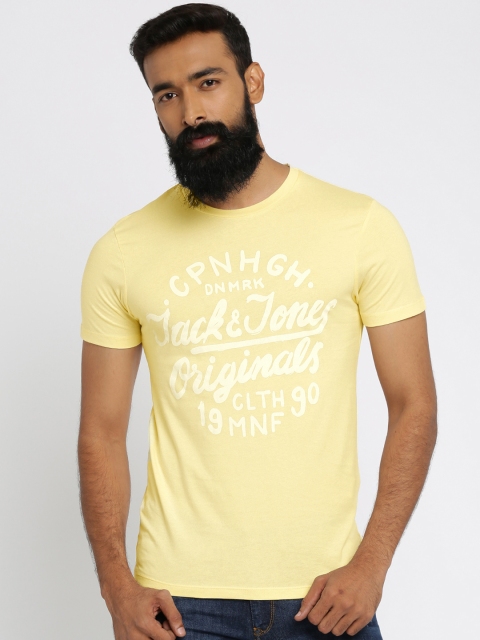 

Jack & Jones Men Yellow Printed Round Neck T-shirt