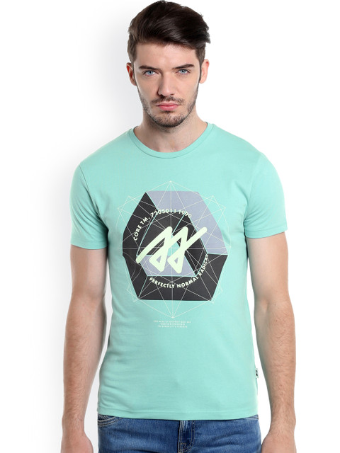 

Jack & Jones Men Sea Green Printed Round Neck T-shirt