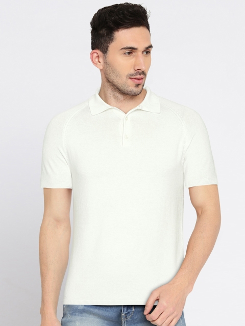 

Jack & Jones Men Off-White Solid Polo Collar T-shirt