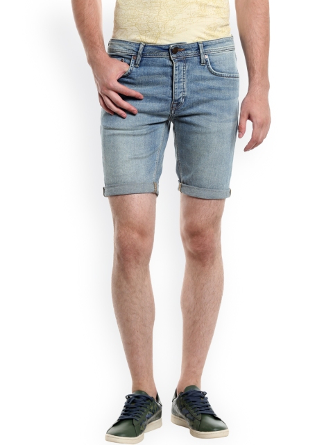 

Jack & Jones Men Blue Washed Slim Fit Denim Shorts