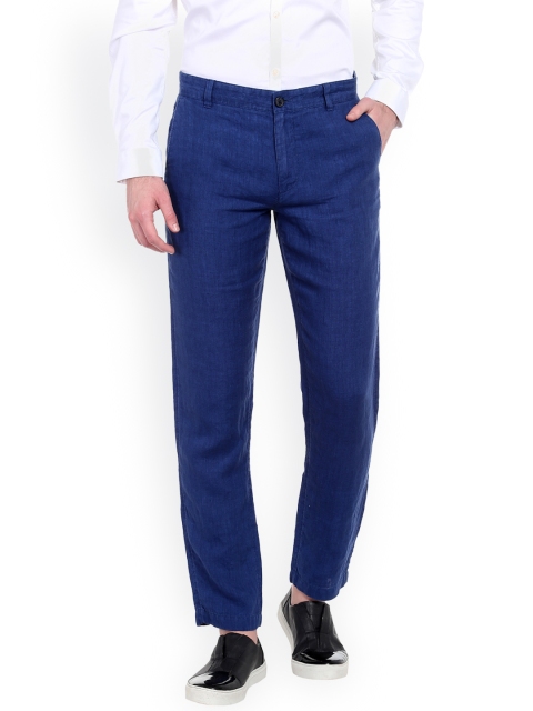 

Jack & Jones Men Blue Regular Fit Solid Regular Trousers
