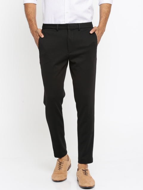 

Jack & Jones Men Black Solid Trousers