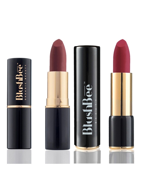 

BlushBee Beauty Set of 2 Matte Organic Vegan Lipstick-Deep Hue Maroon BB02 & Mocha BB07, Brown