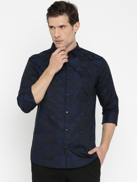 

Jack & Jones Men Navy Blue & Black Slim Fit Printed Casual Shirt