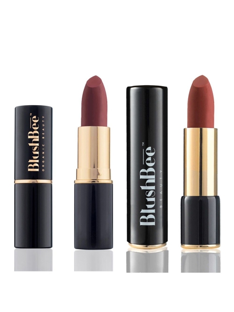 

BlushBee Beauty Set of 2 Matte Organic Vegan Lipstick-Nude Neutral BB03 & Mocha BB07, Brown