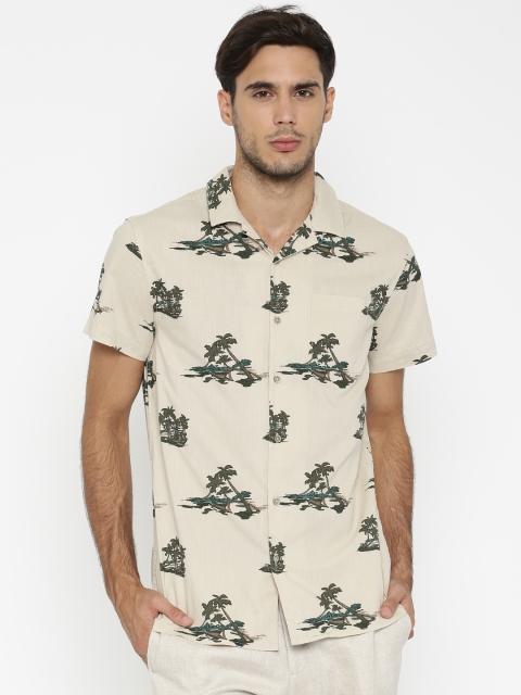 

Jack & Jones Men Beige Regular Fit Printed Casual Shirt