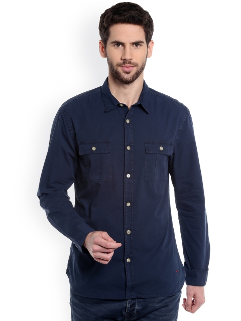 

Jack & Jones Men Navy Blue Slim Fit Solid Casual Shirt