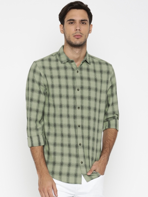 

Jack & Jones Men Green & Black Checked Regular Fit Casual Shirt