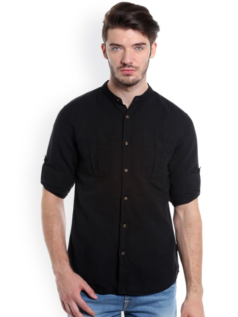

Jack & Jones Men Black Slim Fit Solid Casual Shirt