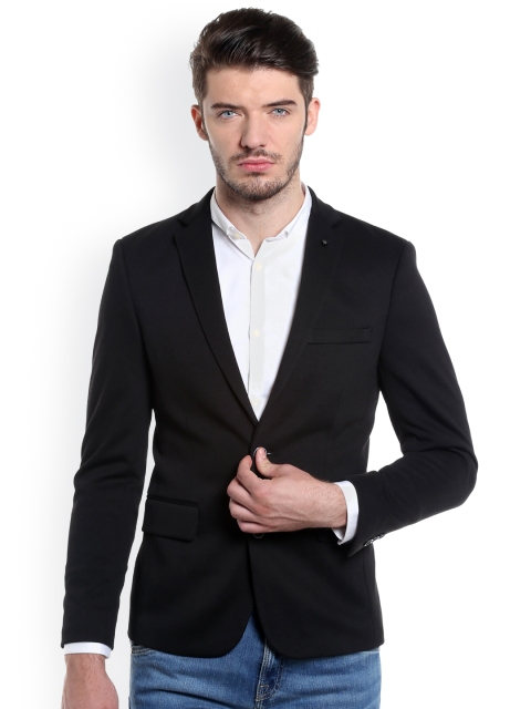

Jack & Jones Men Black Single-Breasted Slim Fit Formal Blazer
