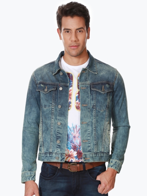 

People Men Blue Washed Denim Jacket