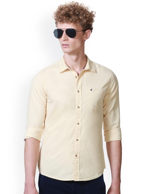 

People Men Beige Slim Fit Solid Casual Shirt