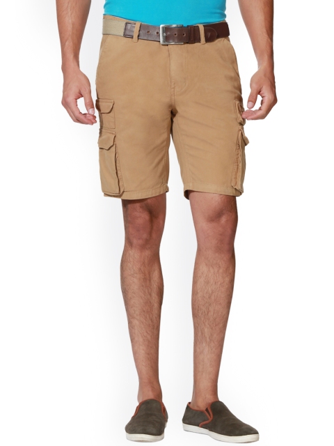 

People Men Khaki Solid Cargo Shorts