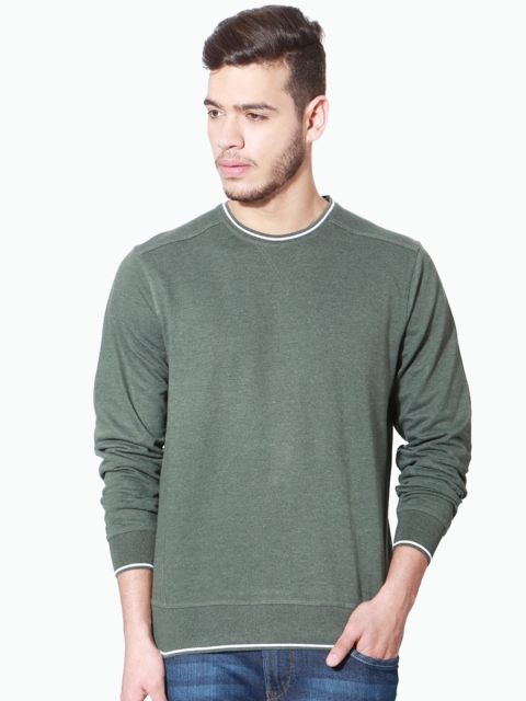 

People Men Green Solid Sweatshirt