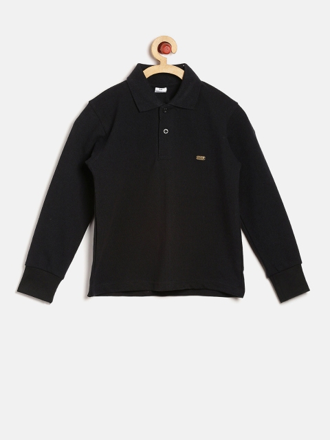 

GKIDZ Boys Black Solid Polo T-Shirt