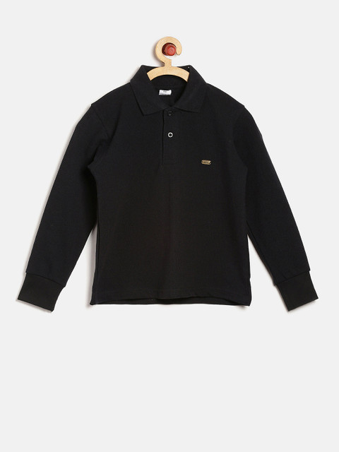 

GKIDZ Boys Black Solid Polo T-Shirt