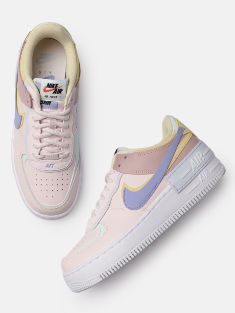 

Nike Women Pink Air Force 1 Shadow Leather Sneakers