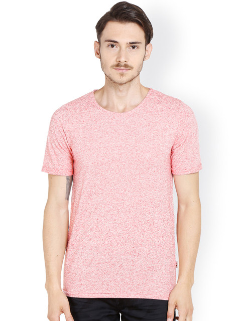 

Jack & Jones Men Red Self Design Round Neck T-shirt