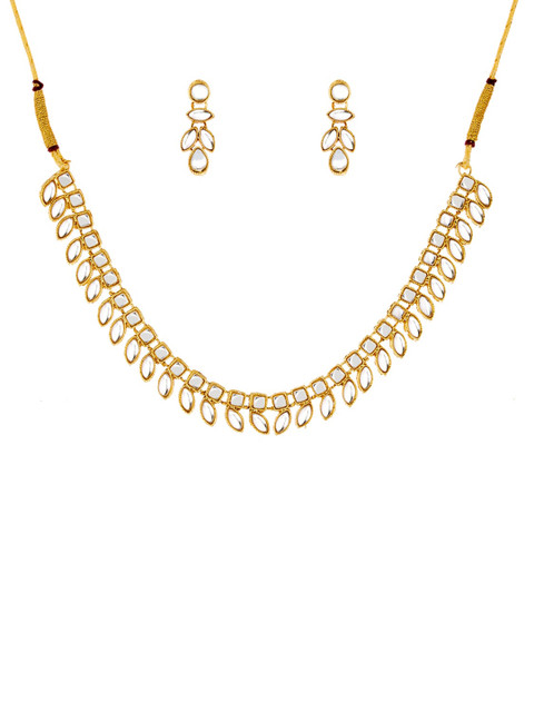

BARSANO Gold-Plated Gold Kundan Studded Handcrafted Jewellery Set